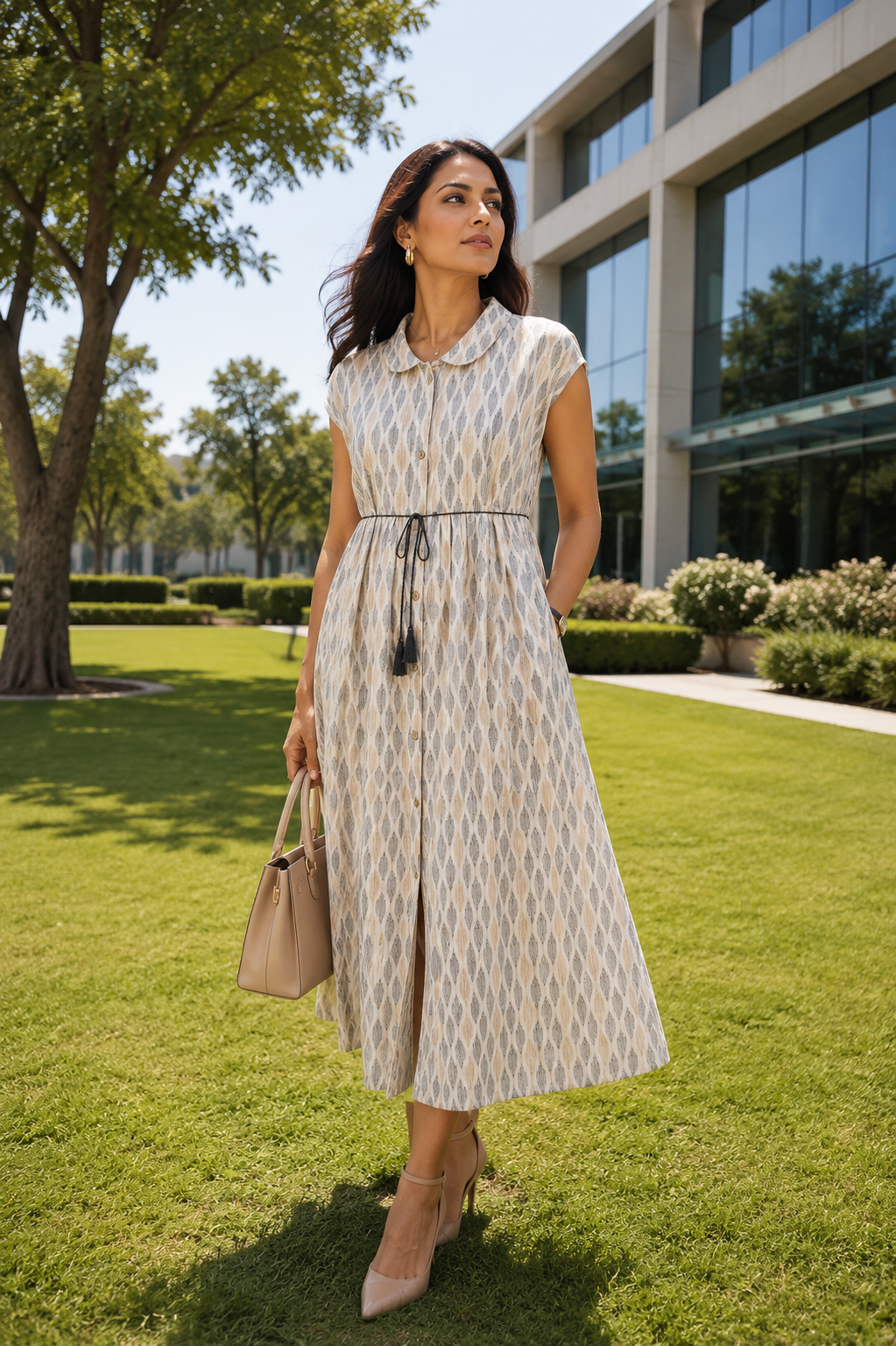 Ikkat Print A line Dress