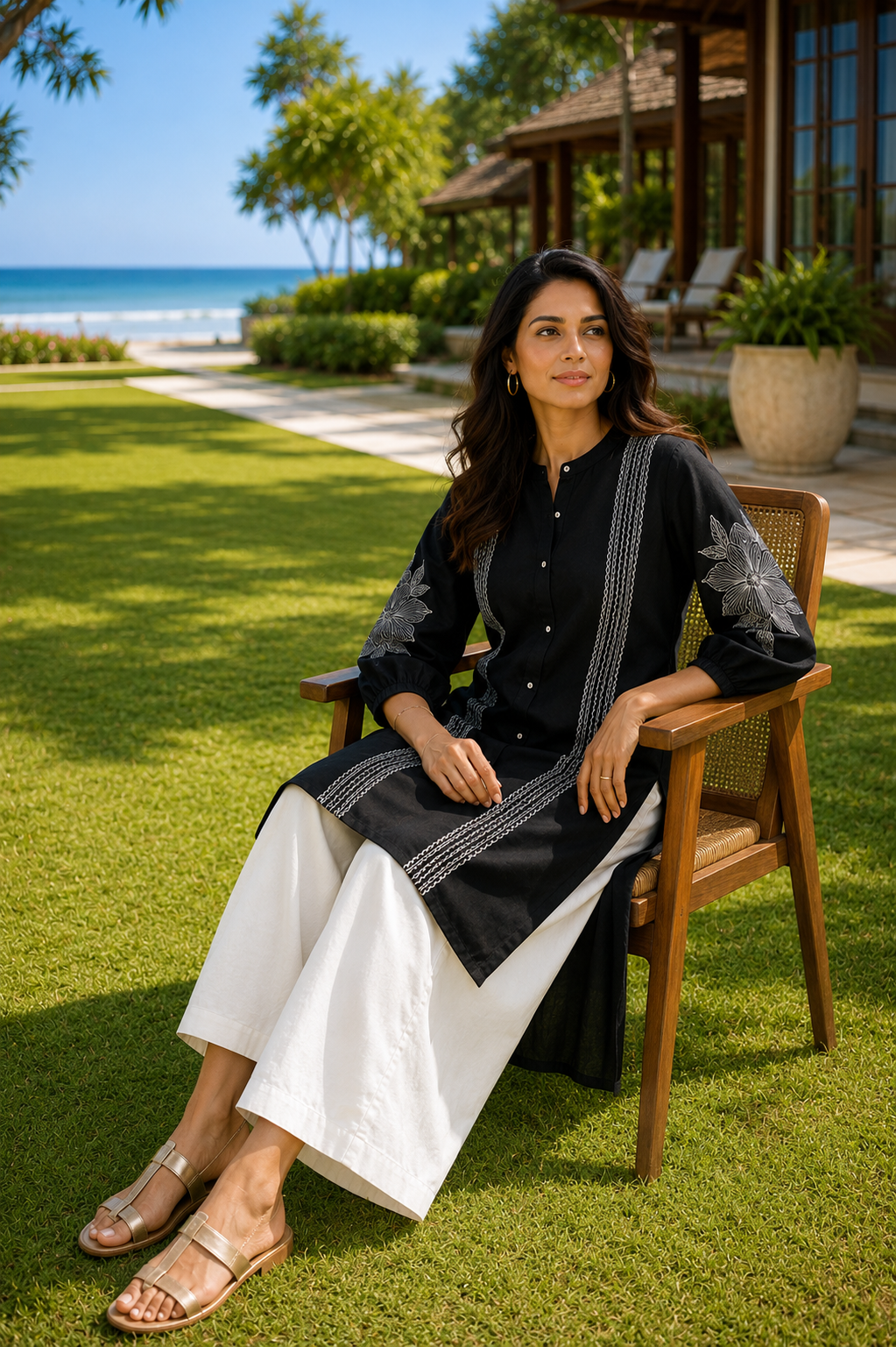 Black Kurti with Thread Embroidery