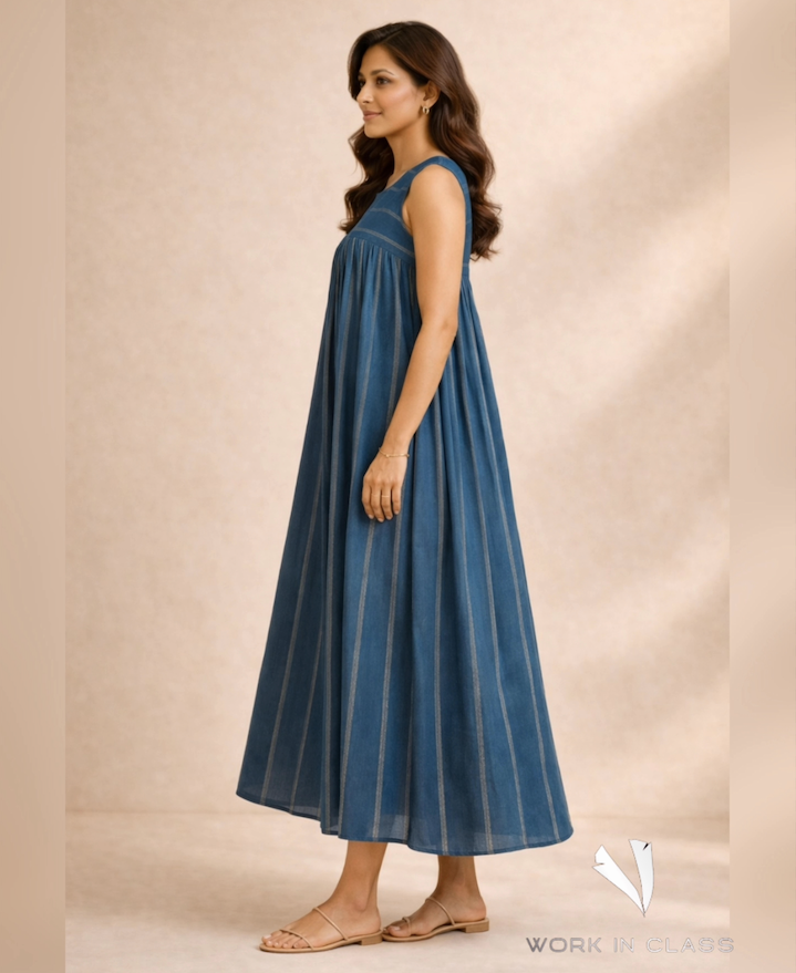 Blue Maxi Dress with Pockets