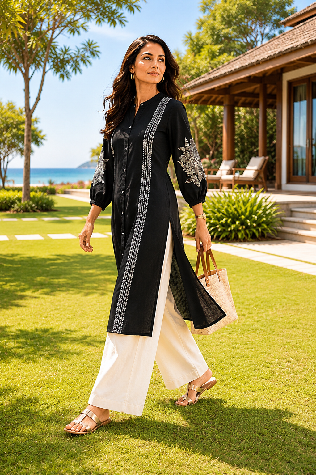 Black Kurti with Thread Embroidery