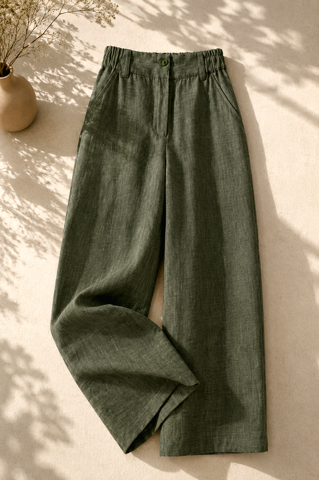 Olive Green Linen Pants