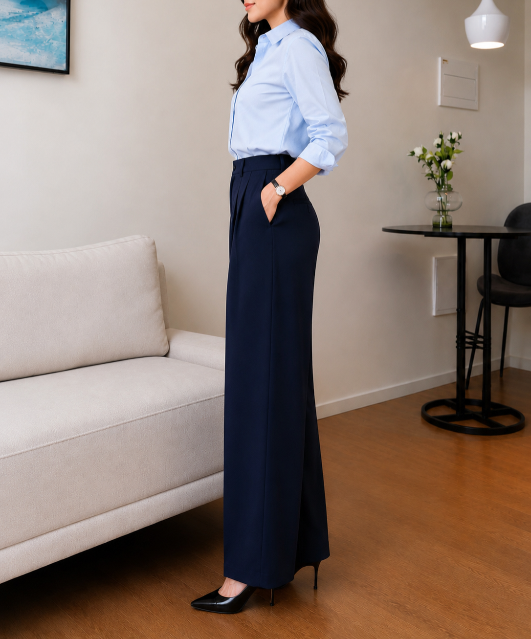 Navy Blue Korean Pants