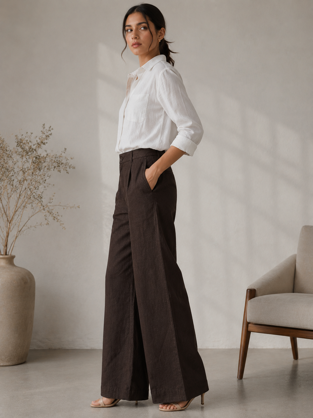 Chocolate Brown Linen Pants
