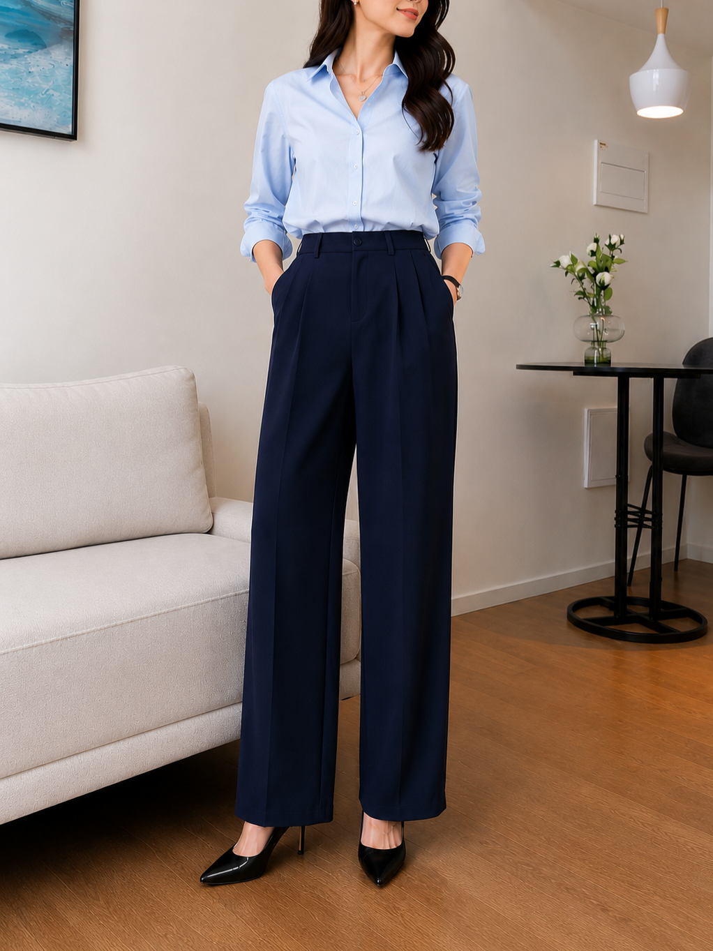 Navy Blue Korean Pants