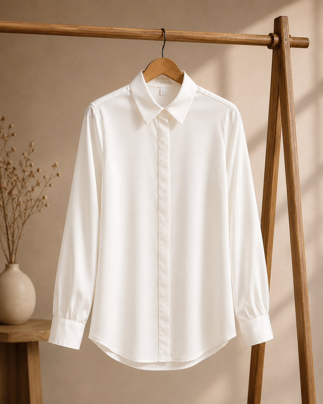 Off-White Full Sleeve Satin Shirt