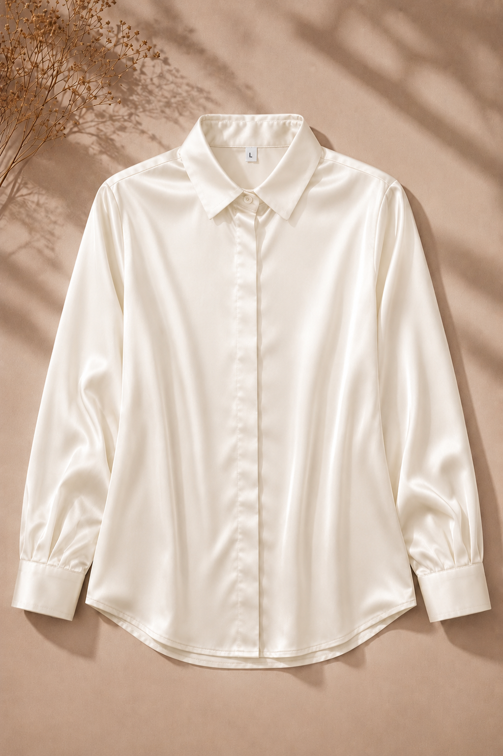 Off-White Full Sleeve Satin Shirt