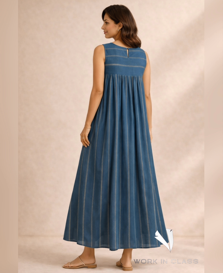 Blue Maxi Dress with Pockets